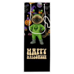 Katze Halloween kleine Geschenktasche Geschenktüte Für Weinflaschen