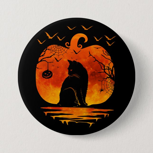 KATZE HALLOWEEN KOSTEN PUMPKIN KATZKATZEN FALLSEEN BUTTON (Vorderseite)