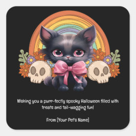 Katze Halloween Pet in spukhaften Kostümen Quadratischer Aufkleber