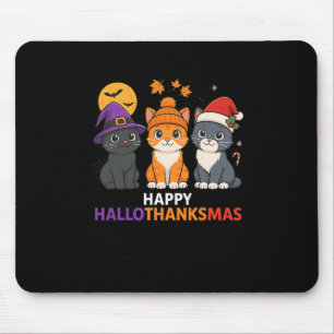 Katze Halloween Weihnachten Frohe Hallothanksmas D Mousepad
