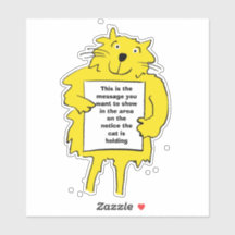 Katze hält ein Plakat