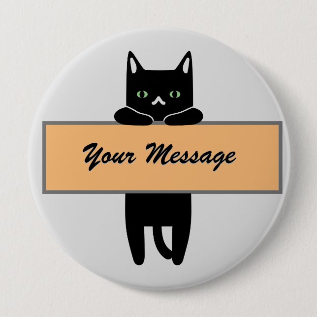 Katze hält ein Schild mit Ihrer Nachricht Button B (Vorderseite)