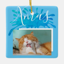 Katze Haustier Blau Xmas Schrift Weihnachten Foto