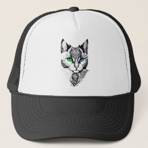 Katze Haustier Natur Illustration Art Tattoo Truckerkappe