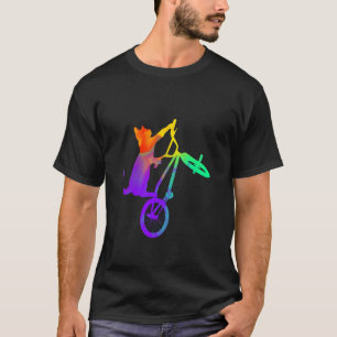 Katze Haustier Radfahren Silhouette Fahrrad Radfah T-Shirt