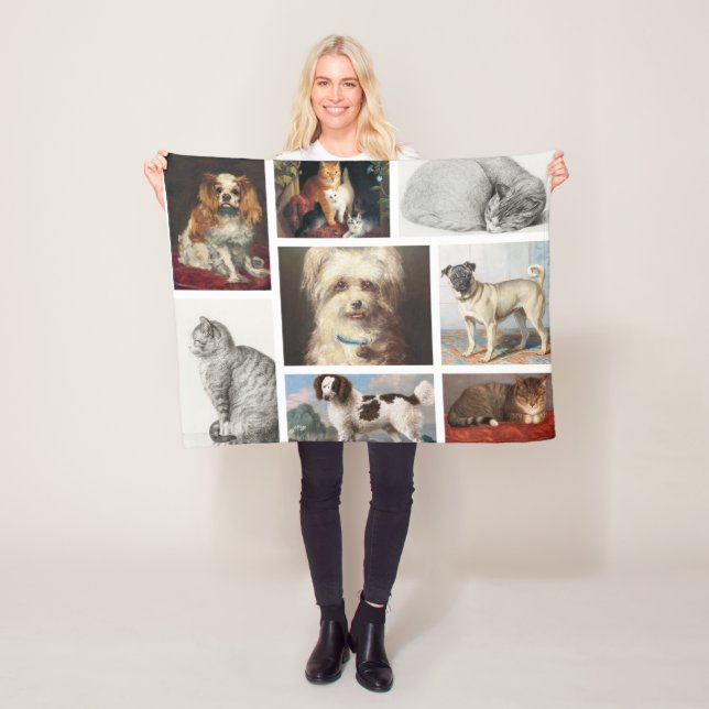Katze Haustiere 8 Foto Portrait Collage Keepake Fleecedecke (Beispiel)
