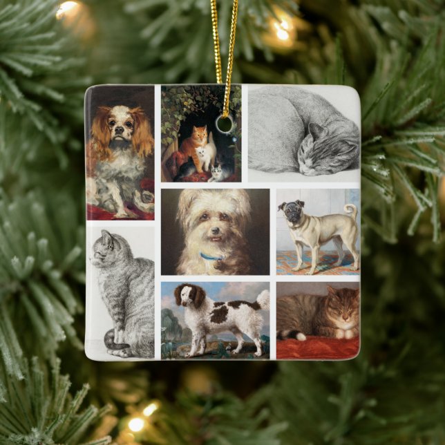 Katze Haustiere 8 Foto Portrait Collage Keepake Keramikornament (Baum)