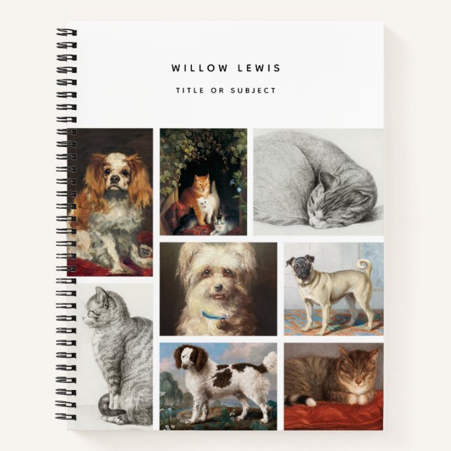 Katze Haustiere 8 Foto Portrait Collage Keepake Notizbuch (Vorderseite)