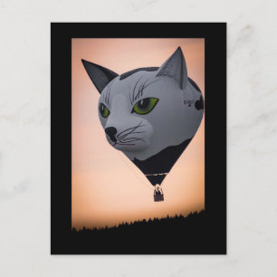 Katze Heißluftballon Postkarte