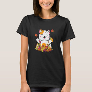 Katze Herbstblätter T-Shirt