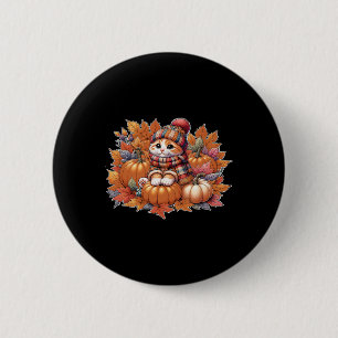 Katze-Herbstlaub-Hallo-Herbst-Katze-Kätzchen-Liebh Button