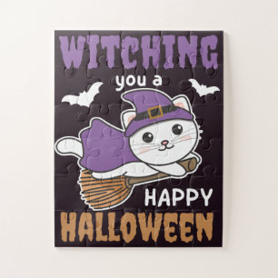 Katze Hexen, die dir ein glückliches Halloween J
