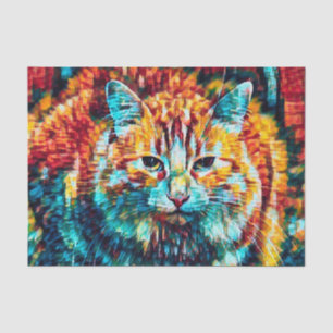 Katze Hippie Bunt Orange Psychodelisch Groovy Kuns Seidenpapier