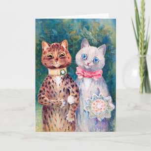 Katze Hochzeit, Ehe, Braut, Louis Wain Karte