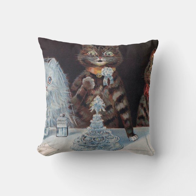 Katze Hochzeit, Ehe, Braut, Louis Wain Kissen (Vorderseite)