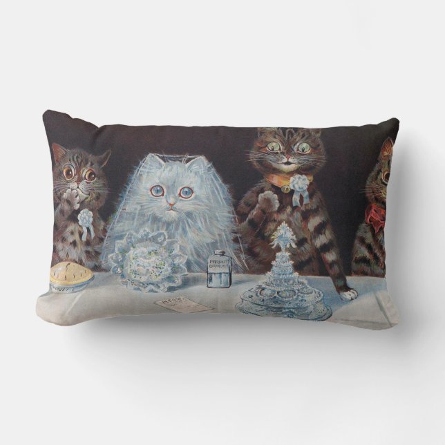 Katze Hochzeit, Ehe, Braut, Louis Wain Lendenkissen (Vorderseite)
