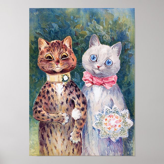 Katze Hochzeit, Ehe, Braut, Louis Wain Poster (Vorne)