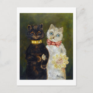 Katze Hochzeit, Ehe, Braut, Louis Wain Postkarte