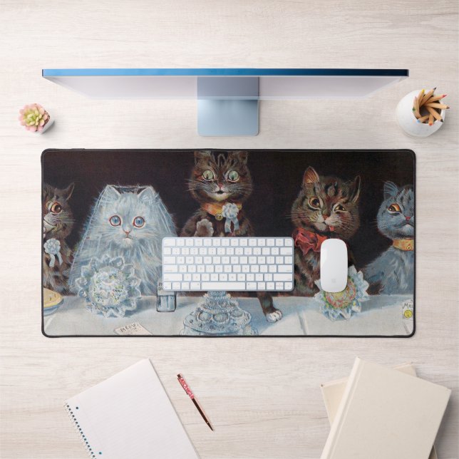 Katze Hochzeit, Ehe, Braut, Louis Wain Schreibtischunterlage (Büro 1)