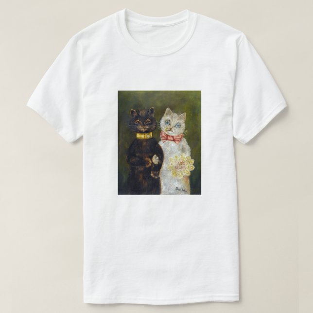 Katze Hochzeit, Ehe, Braut, Louis Wain T-Shirt (Design vorne)