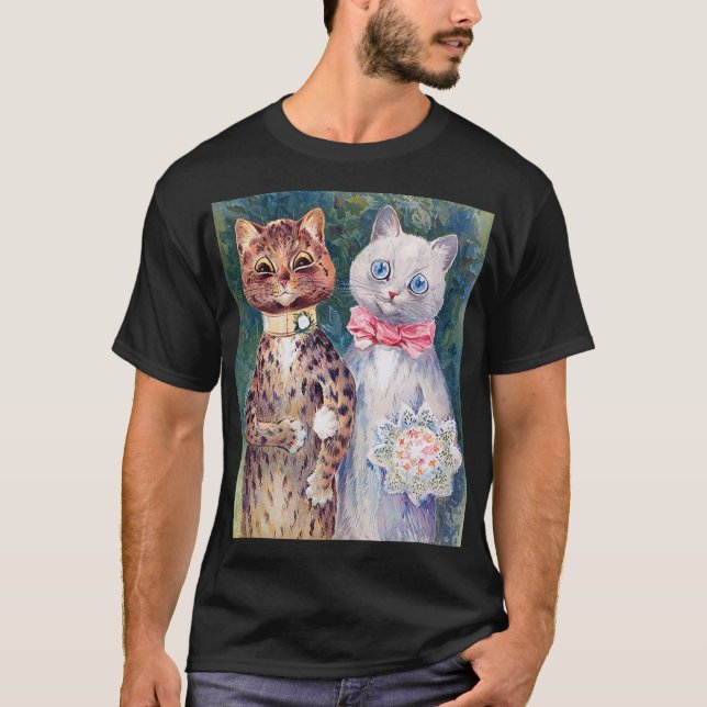Katze Hochzeit, Ehe, Braut, Louis Wain T-Shirt (Vorderseite)