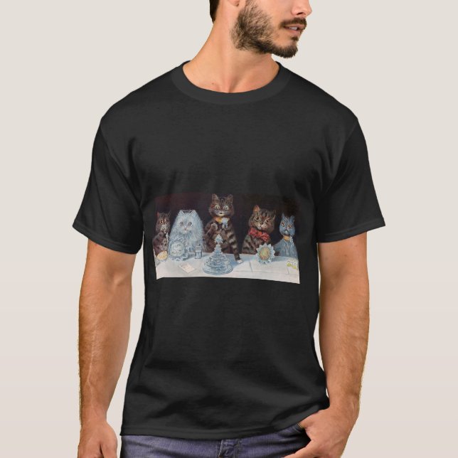 Katze Hochzeit, Ehe, Braut, Louis Wain T-Shirt (Vorderseite)