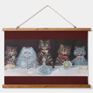 Katze Hochzeit, Ehe, Braut, Louis Wain Wandteppich Mit Holzrahmen