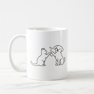 Katze Hund Erhitzte Rivalität Kunst-T-Shirt Kaffeetasse