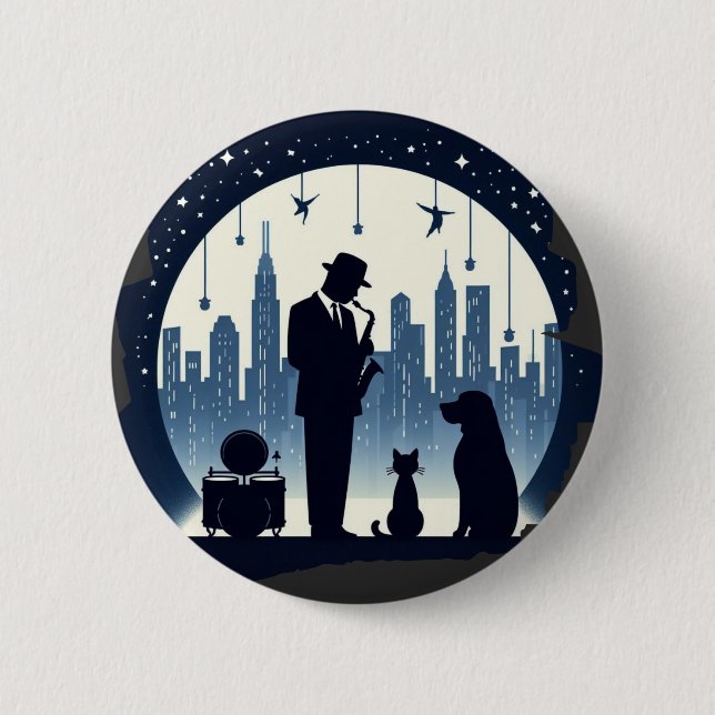 Katze, Hund, Jazz Button (Vorderseite)