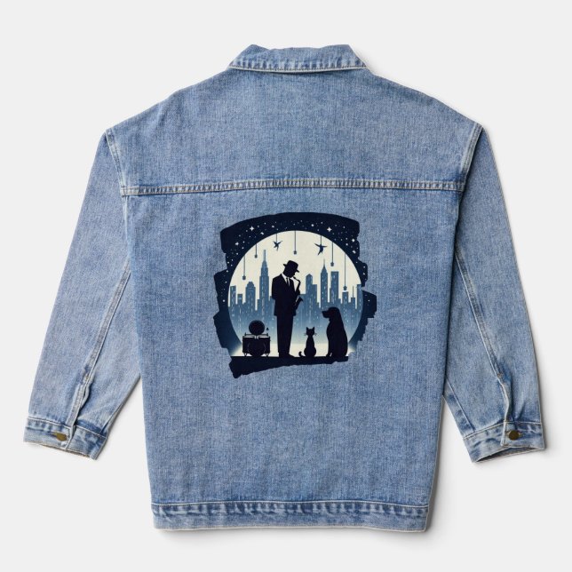 Katze, Hund, Jazz Jeansjacke (Rückseite)