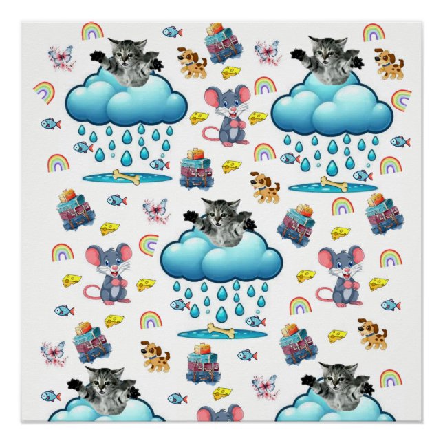Katze Hund Mäuse Regenbogen Käse Poster (Vorderseite)