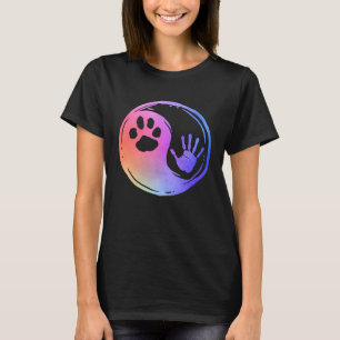 Katze Hund Pfotenabdruck Yin Yang Regenbogen Handa T-Shirt