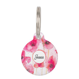 Katze Hund Shabby Blumenmohn Poppies Haustier Name Haustiermarke