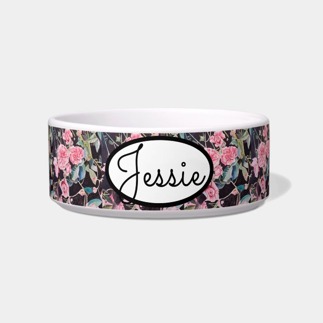 Katze Hund Shabby Rose Rose Rosa Pfeffername Napf (Vorderseite)