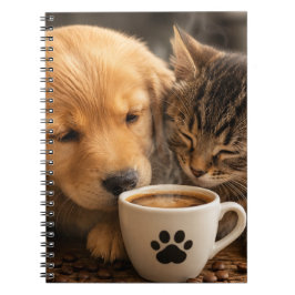 Katze Hund und Kaffee Notizblock