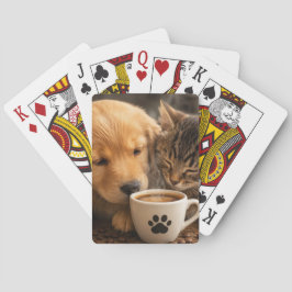 Katze Hund und Kaffee Spielkarten