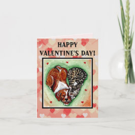 Katze Hund Valentine Herz Rosa rote Friend Tier Ti Karte