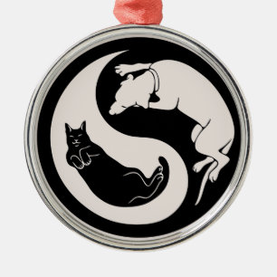 Katze-Hund Yin-Yang Ornament Aus Metall