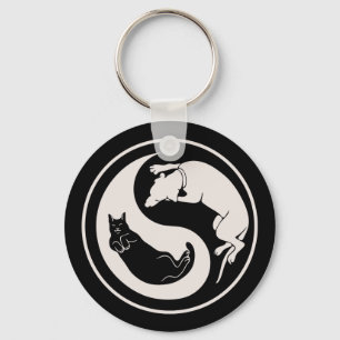 Katze-Hund Yin-Yang Schlüsselanhänger