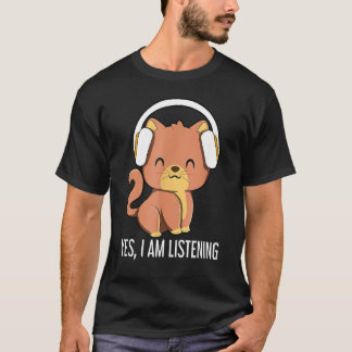 Katze Ich höre Kopfhörer T-Shirt
