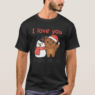 Katze Ich Liebe Dich Schnee Viel Schneemann Wortsp T-Shirt