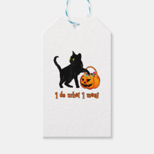 Katze Ich tue, was ich Halloween Candy Pumpkin Bag Geschenkanhänger
