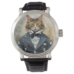 Katze im Anzug Armbanduhr