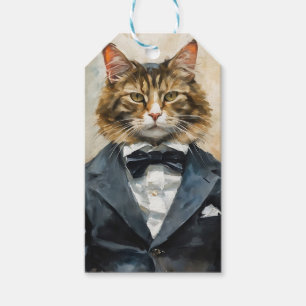 Katze im Anzug Geschenkanhänger