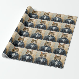 Katze im Anzug Geschenkpapier