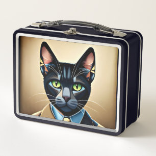 Katze im Anzug Metall-Lunchbox Metall Brotdose