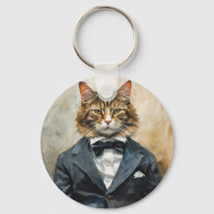 Katze im Anzug Schlüsselanhänger