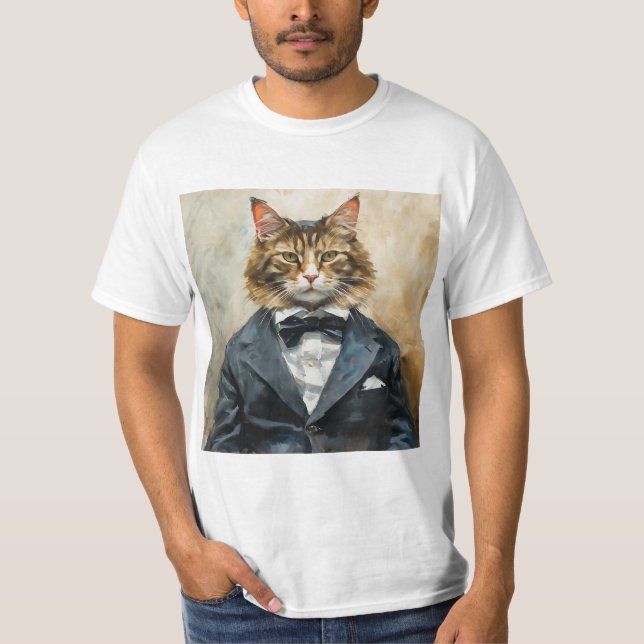 Katze im Anzug T-Shirt (Vorderseite)