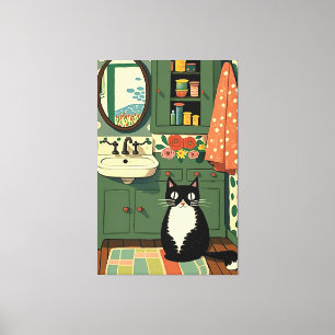 Katze im Badezimmer V11 Leinwanddruck