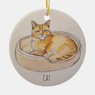 Katze im Bett Keramik Ornament